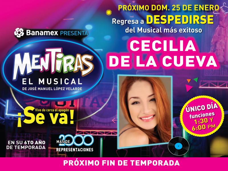 No te pierdas ESTE DOMINGO la despedida de <a href="/Cecidelacueva/">Ceci de la Cueva</a> en #MentiraselMusical. ¡ÚNICAS 2 FUNCIONES! <a href="/morrisgil/">Morris Gilbert</a>