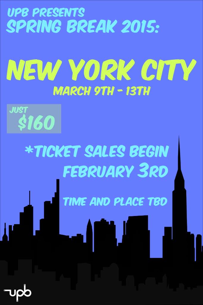 Tickets for our spring break trip to NYC start February 3rd!