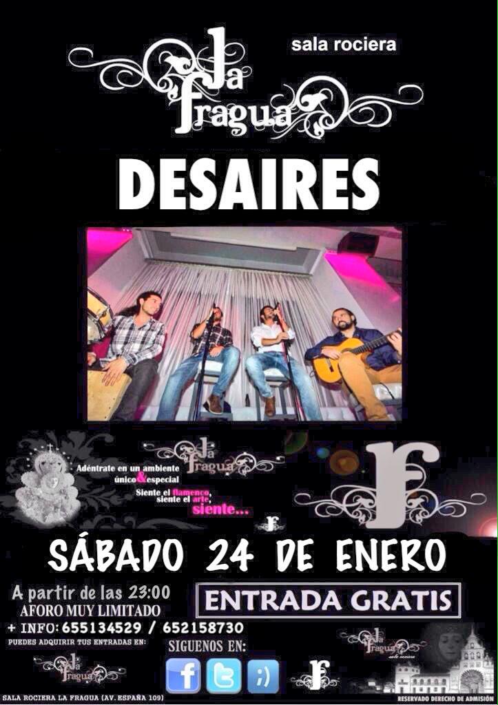 FraguaSala's tweet photo. Este SABADO 24:
DESAIRES, entrada GRATIS el mejor ambiente flamenco.
Para +Info y Reservas: 655134529 http://t.co/2rNbjLqEEf