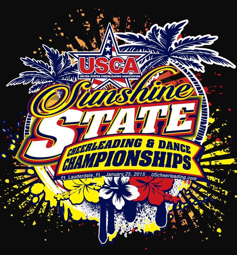 USCheerleading's tweet photo. @USCheerleading: Sneak peak at this season's Must have tee!  USCA's Sunshine State tee! #musthavet #1comp  #LoveUSCA http://t.co/MkcCTA9zYe