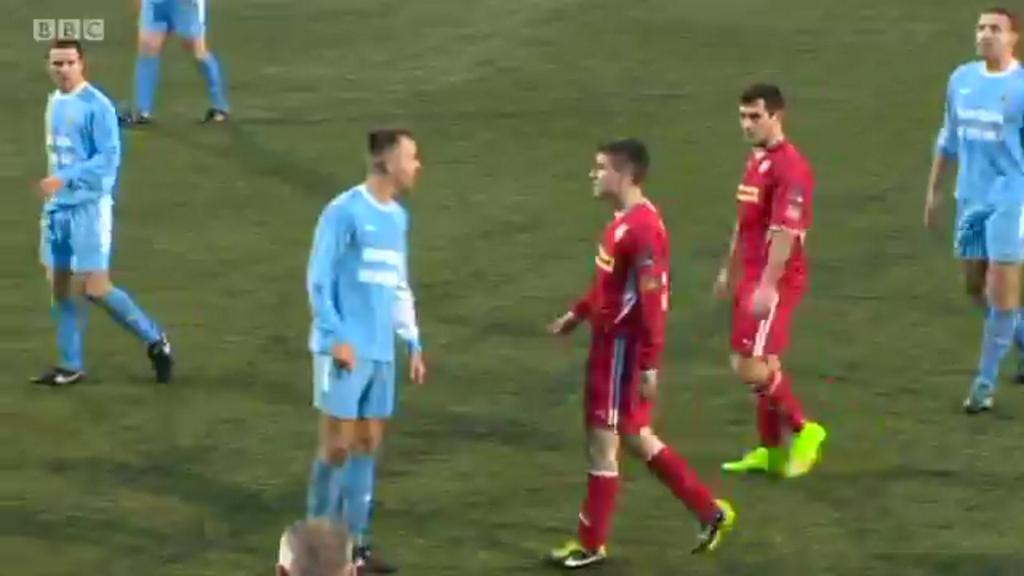 steky8's tweet photo. @NIFootballDaily @nifootball @OfficialIrishFA couple of snaps from my so called head butt #brutaldecision http://t.co/MYPnnGCfoT