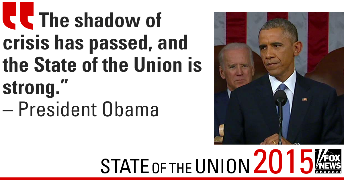 FoxNews's tweet photo. "The State of the Union is strong," says Pres. #Obama. Weigh in with #FoxNewsCHAT. http://t.co/aZJreD0n6r