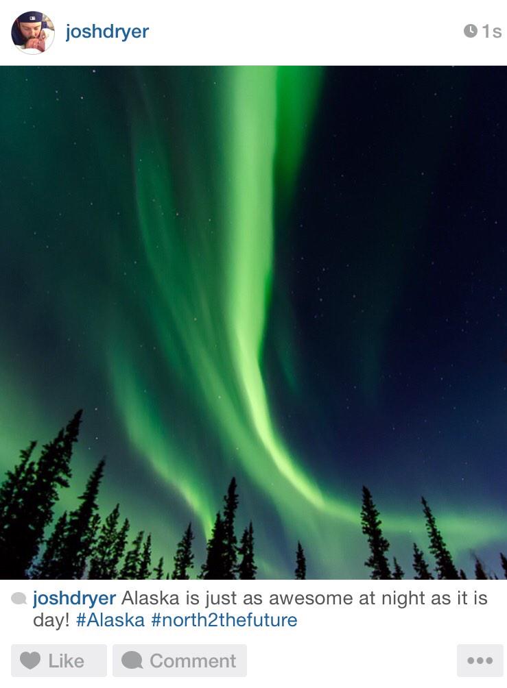 joshdryer's tweet photo. Alaska is just as awesome at night as it is day! #Alaska #north2thefuture http://t.co/259O8no6b0