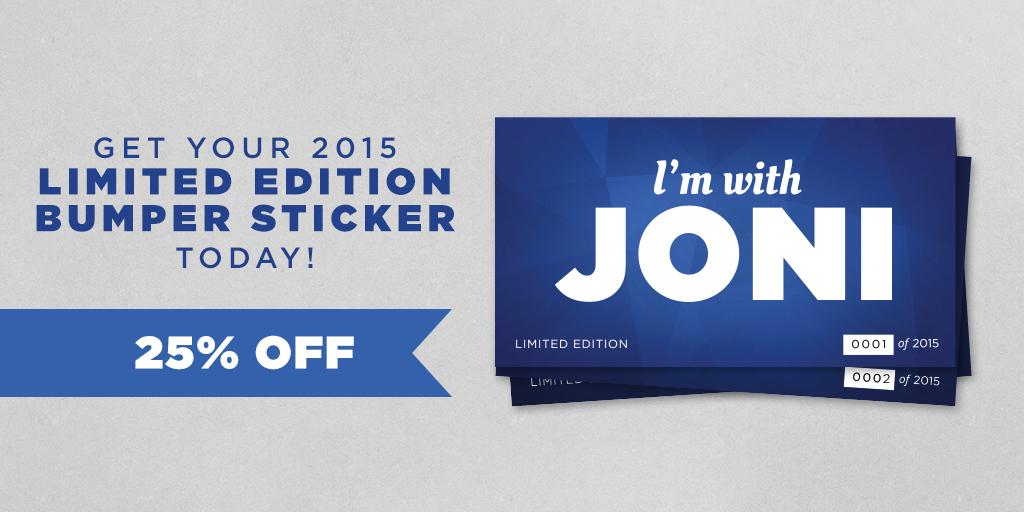 joniernst's tweet photo. ENDS TONIGHT: 2015 limited edition #ImWithJoni sticker. Get it now at 25% OFF: http://t.co/6FkOk6Wd4N #GOPAddress http://t.co/1TKM5oZklP