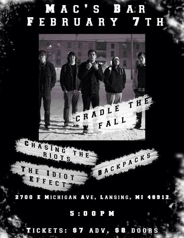 TheIdiotEffect's tweet photo. February 7th , 5pm We're playing with Cradle The Fall, BackPacks and friends! Be there or be some type of triangle(; http://t.co/he64DBQMV1