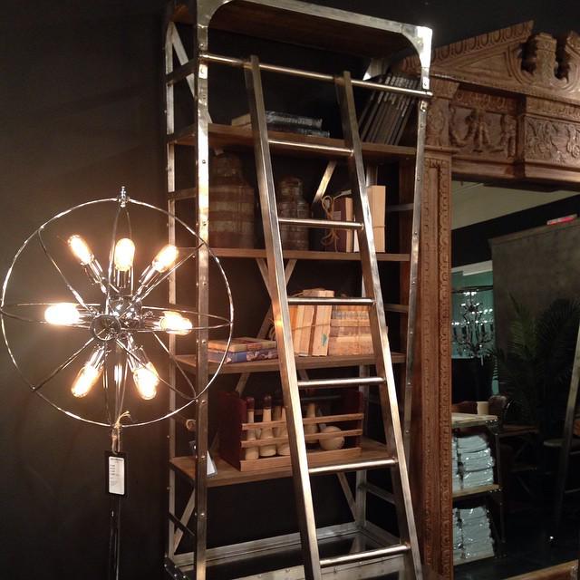 the_RealVegas's tweet photo. RP @nazgoldesigns - Who wouldn't want that modern industrial book case w ladder? And Oooh the yummy floor lamp! #... http://t.co/I1Ri76XEXy