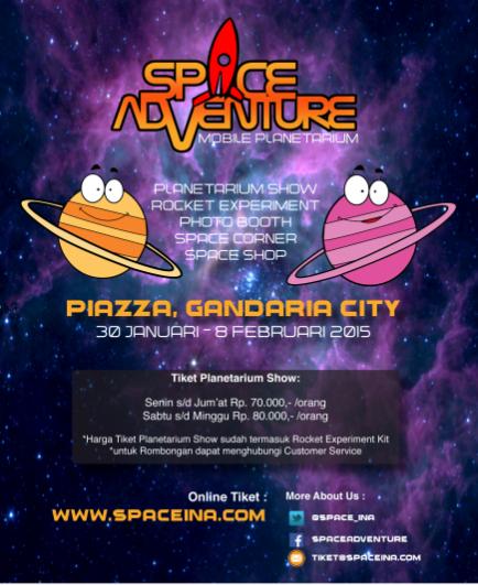 Ajak si kecil menjelajahi luar angkasa di Space Adventure! hadir di Gandaria City, 30 Januari – 8 Februari 2015!