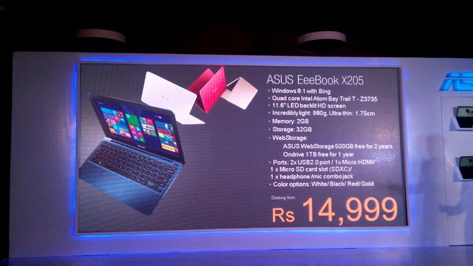 gizbot's tweet photo. New Asus Eeebook #X205 is priced at INR. 14,999. @ASUSIndia #technology http://t.co/Nu8qXVluUm