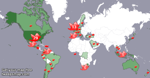 Boaz355565's tweet photo. My followers live in 40 countries: USA(29%), UK.(13%)... http://t.co/vH1JJB7JMf Get your free map! http://t.co/S23mSQzy0M