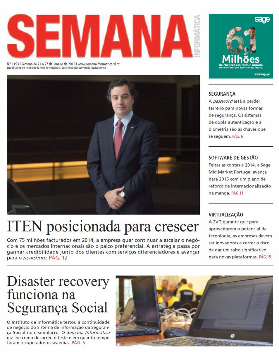 ITEN_solutions's tweet photo. Hoje na @SemanaInf, Jorge Queiroz Machado discute o primeiro ano da ITEN, a estratégia 2015 e internacionalização. http://t.co/8qobawQ82V