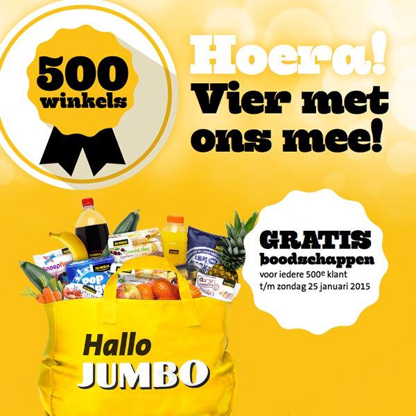 Feest! t/m zondag elke 500e klant gratis boodschappen! &amp; alleen vandaag, elke klant vanaf €20,- gratis stroopwafels! "