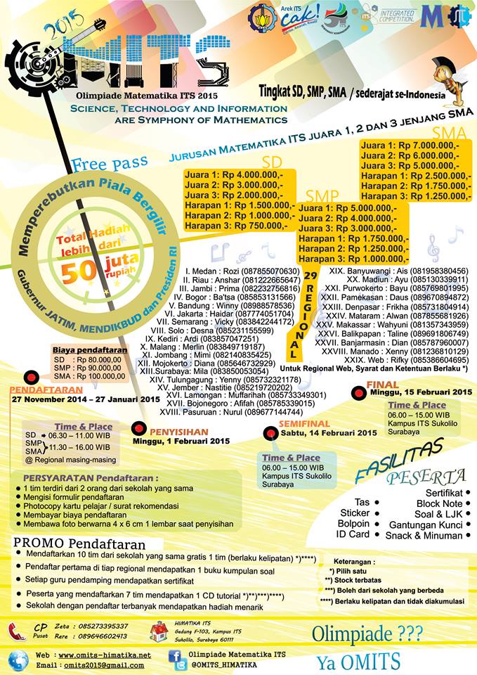 zanysabila's tweet photo. @info_surabaya Jgn biarkan penyesalanmu datang krn selangkah lg menuju kemengan. Segera daftarkan timmu diOMITS 2015! http://t.co/Ndn5Cu1ktn