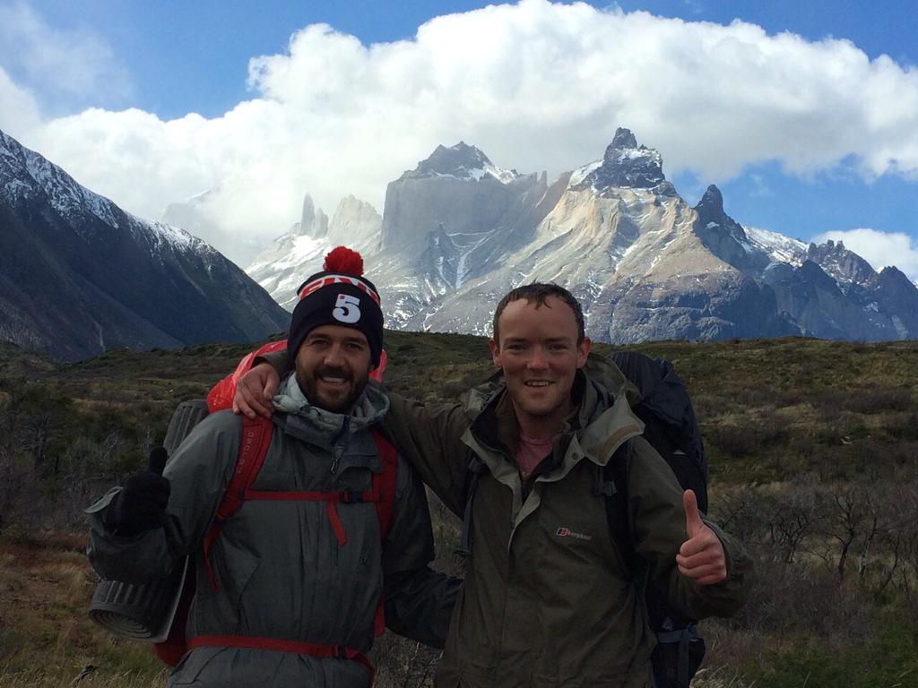 marktickle1's tweet photo. @rioferdy5 Our kid &amp; his pal trekking in South America sporting the 5s!Rt to keep the spirits up!#5hat #winter beanie http://t.co/mwOFaIcPj0