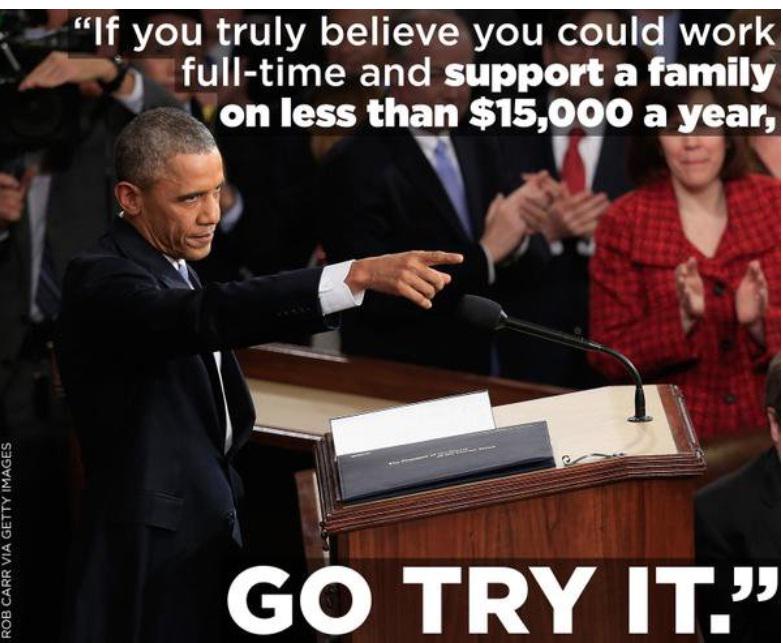 harusamepapa's tweet image. 풀타임으로 일해서 일년에 15000달러(1600만원정도) 벌어 가족을 부양 할 수 있다고 정말로 믿는다면 '니가 한 번 해 봐라' .. 버락 오바마 대통령이 최저임금 인상을 추진하며 한 말. 진짜 멋지다 ㅠㅠ