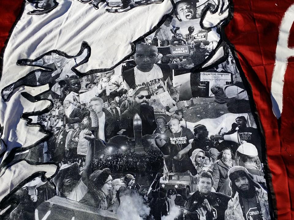 ArtivistsStl's tweet photo. Closeup of our MLK collage banner from the #TakeBackMLK rally, photo courtesy of David Royal http://t.co/ZsHHNZ84ts
