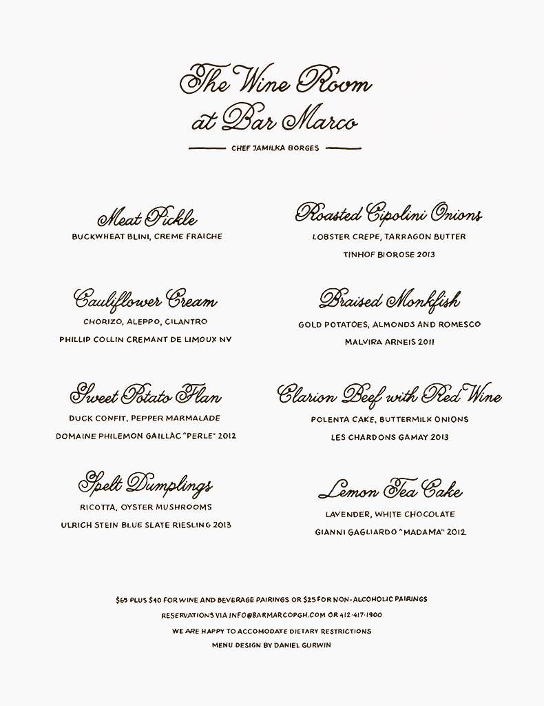 Who you callin' monkfish? @jamilkabm menu for The Wine Room this week. <a href="/DanielGurwin/">Daniel Gurwin</a> on the menu design #ohyeaaa