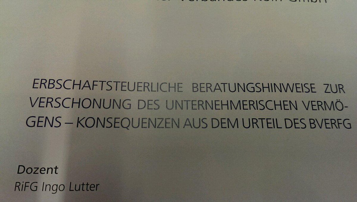 steuerneutral's tweet photo. #ErbSt #BVerfG #Seminar mit aktuellen Handlungsempfehlungen http://t.co/jlXzkeeUF3