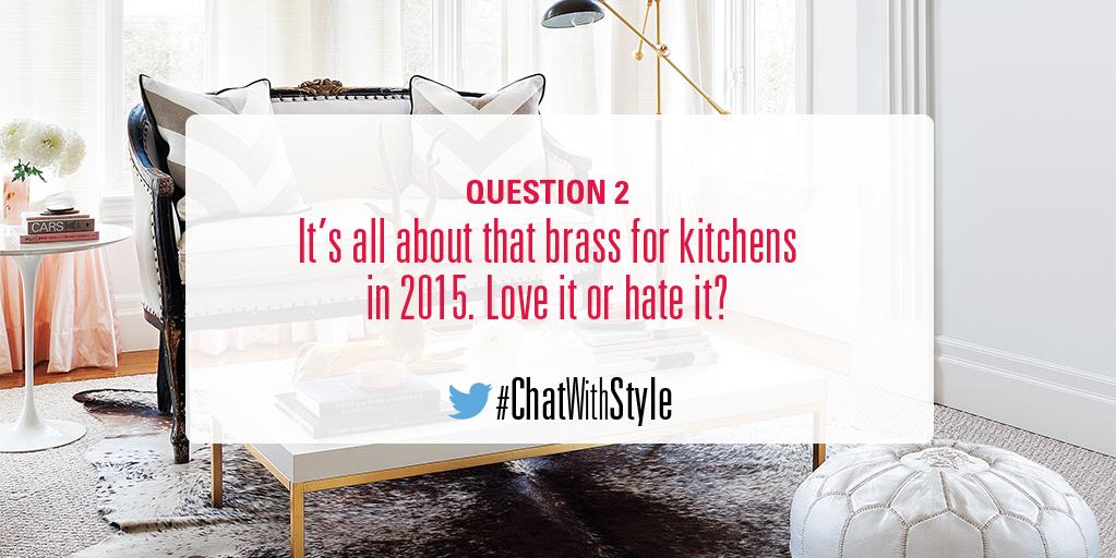 StyleAtHome's tweet photo. Q2 It’s all about that brass for kitchens in 2015. Love it or hate it? #ChatWithStyle http://t.co/VWtFg6ARDr