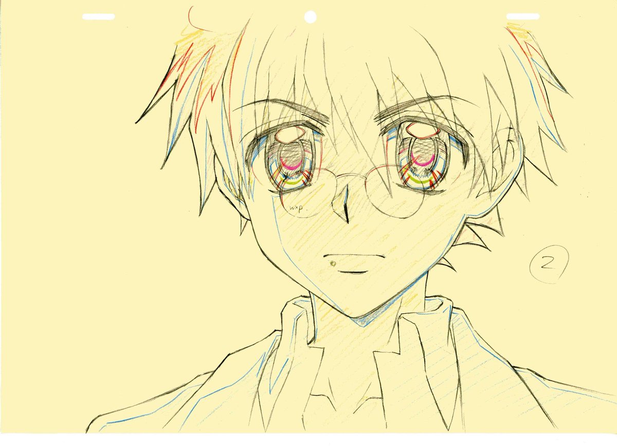 えぬえけい 夢水pv公開中 Di Twitter 10年の制作中画像その２ えぬえが描いた原画 正確には修正画 をプロのアニメーターのかたがトレスして整えた線画に 色 範囲などの指定をしてあります Http T Co Eekgxrinlu