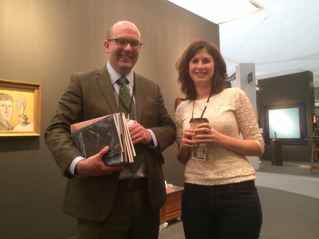 MarcHSteene's tweet photo. @achurchill100 and @AnnaHZeuner at #LAF2015 on @PallantGallery stand hard at work! http://t.co/SwePdfwYQA