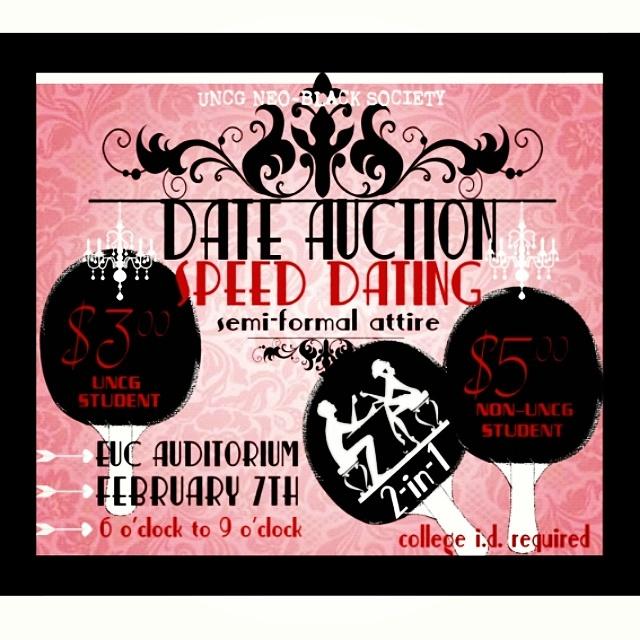 UNCG_NBS's tweet photo. FEB. 7 DATE AUCTION
$3 For UNCG  &amp; $5 For Non-UNCG
#UNCG #NCAT #GTCC http://t.co/L6QIOcYbEm