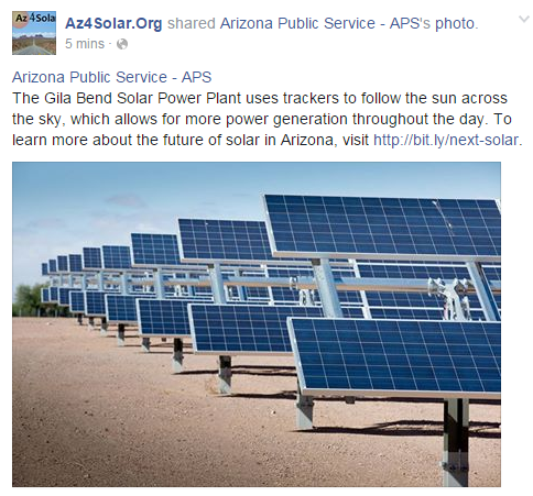 Az4Solar's tweet photo. #Arizona's @GilaBend Plant Showcasing #Tracking &amp; Advancing #Solar Technology by @APSfyi @ASU @ASUGreen @solarCapitol http://t.co/fdgyUC2zRJ