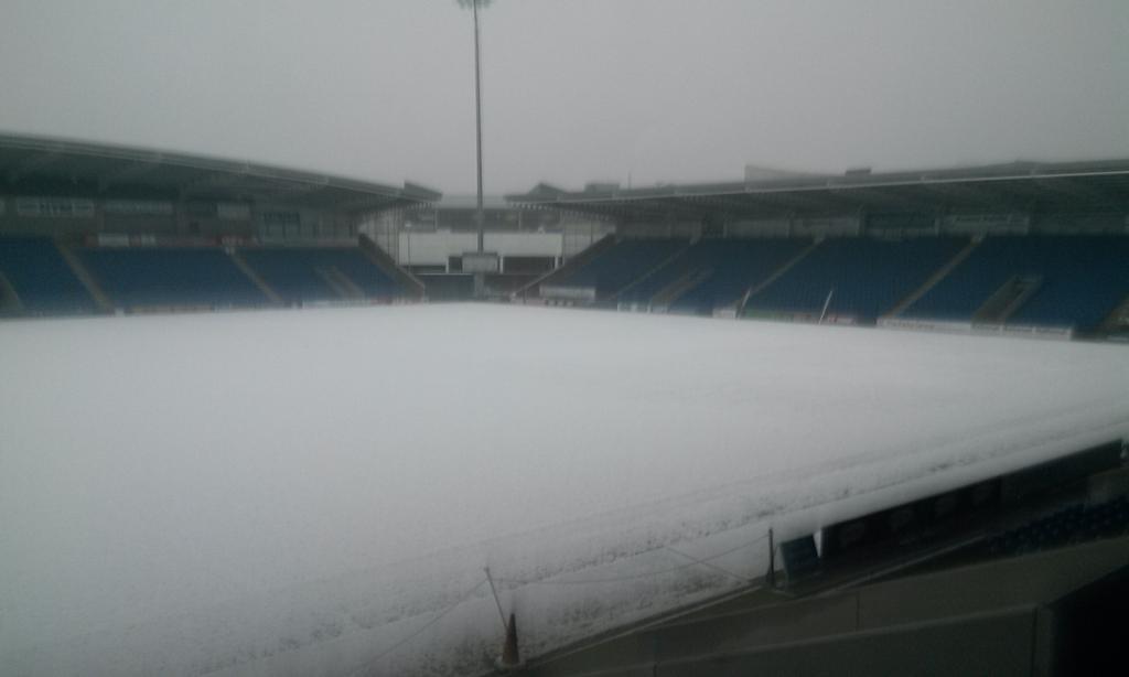 Here's the Proact Stadium all covered in snow. Now, what we'd love to receive is photos of Spireites snowmen...
