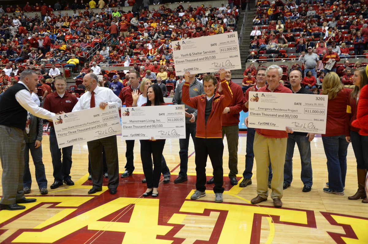 CyclONECityAmes's tweet photo. Final proceeds $66,000: $11,000 going to each charity and $33,000 for endowment at ISU! Thank you to our supporters! http://t.co/pFlemXET2g