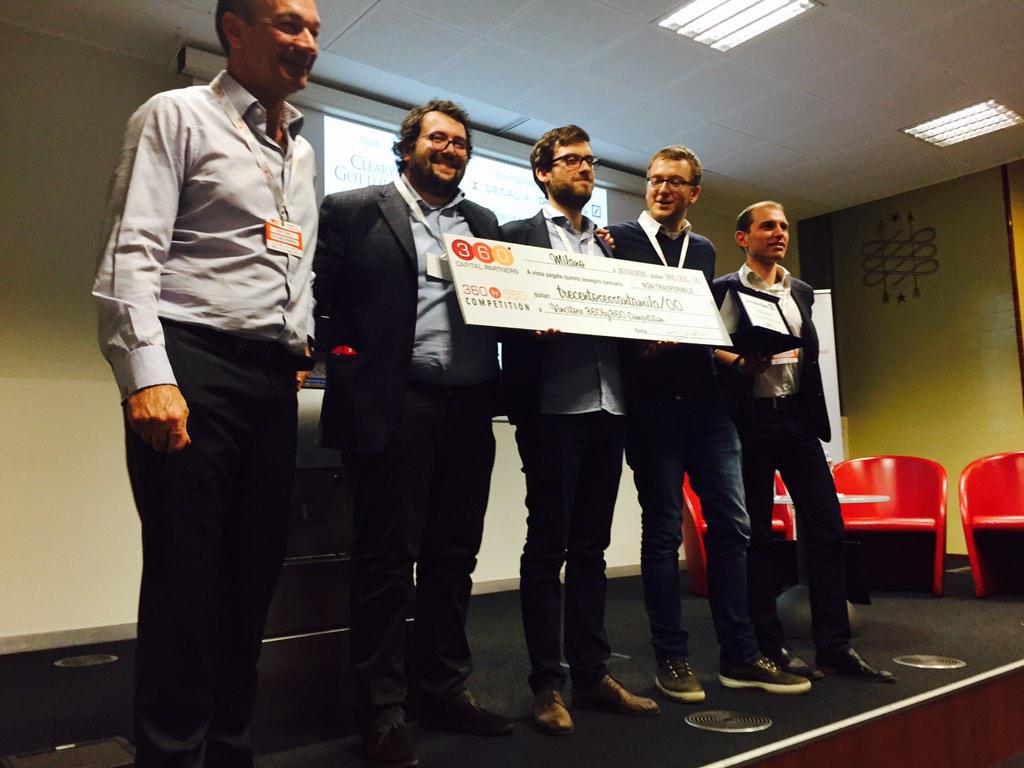 The winner #supermercato24 and <a href="/360CP/">360 Capital</a> team with 360k #seedinvestment thanks to <a href="/deutschebankIT/">Ravindra Lakhara ( rootxravi )</a> for the #specialprize