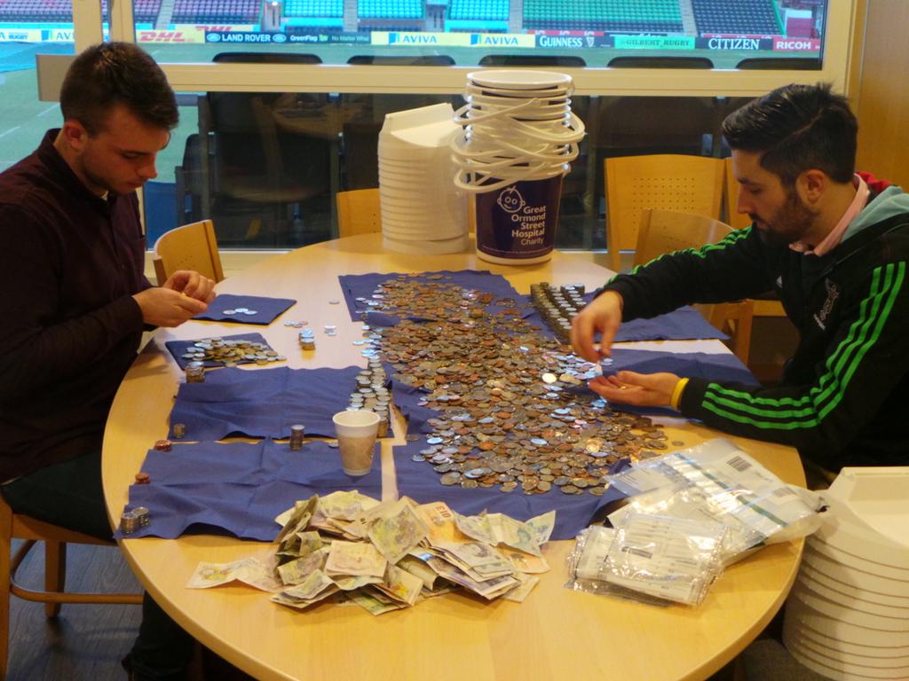 Harlequins's tweet photo. Still trying to get through all the @GreatOrmondSt donations from #BigGame7 - thank you to everyone who contributed! http://t.co/P405TQ7chu