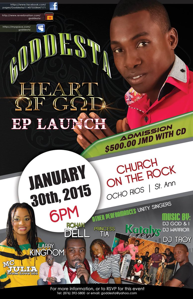 goddesta1's tweet photo. DJ Goddesta E.P Launch,,,,,Friday January 30th @ Church on the Rock, Ocho Rios, St. Ann......IT A GUH LOOOOOUUUUUD! http://t.co/JJu7riLOd6