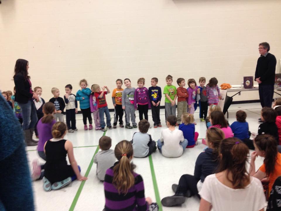 MorrisburgPS's tweet photo. Kindergarten students thank Mr. Edwards with a song.  The Animal ABC's reminded them of his book, "Alphabeasts". http://t.co/kpfZrXaDDD