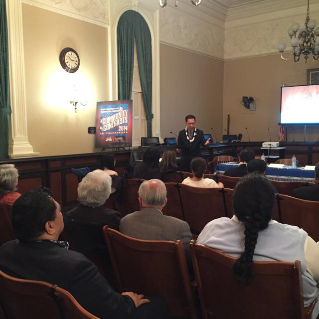 APILC_AM's tweet photo. @EdChau49 making opening remarks at @empoweredpi &amp; @aaaj_la Community Of Contrast report on CA's NHPI community http://t.co/O6dta83UZ6