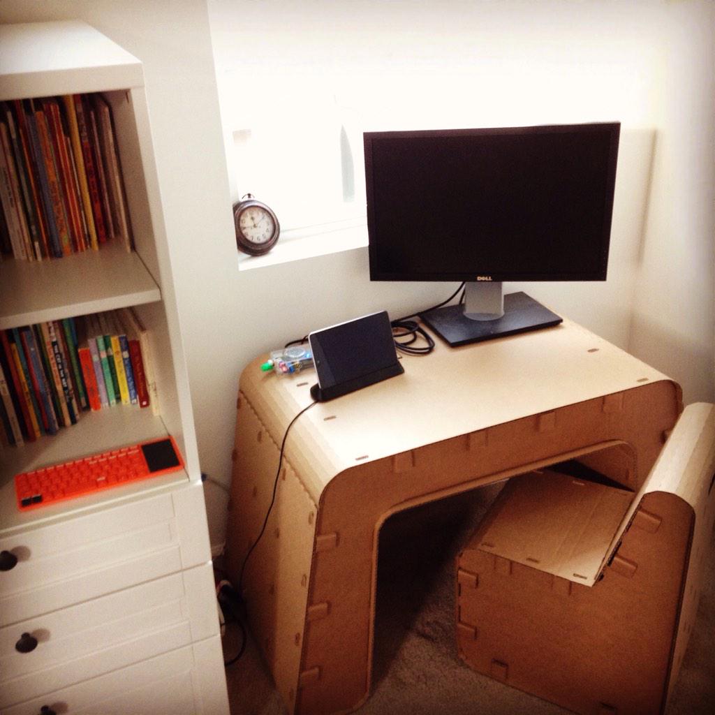 cardboardguys's tweet image. The perfect kids office, #cardboardfurniture and a #kanocomputer @TeamKano