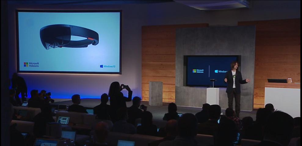 gizbot's tweet photo. BREAKING: Microsoft Holographic headset -- HoloLens announced with high-end CPU and GPU #Windows10 http://t.co/klvGFOBbrL