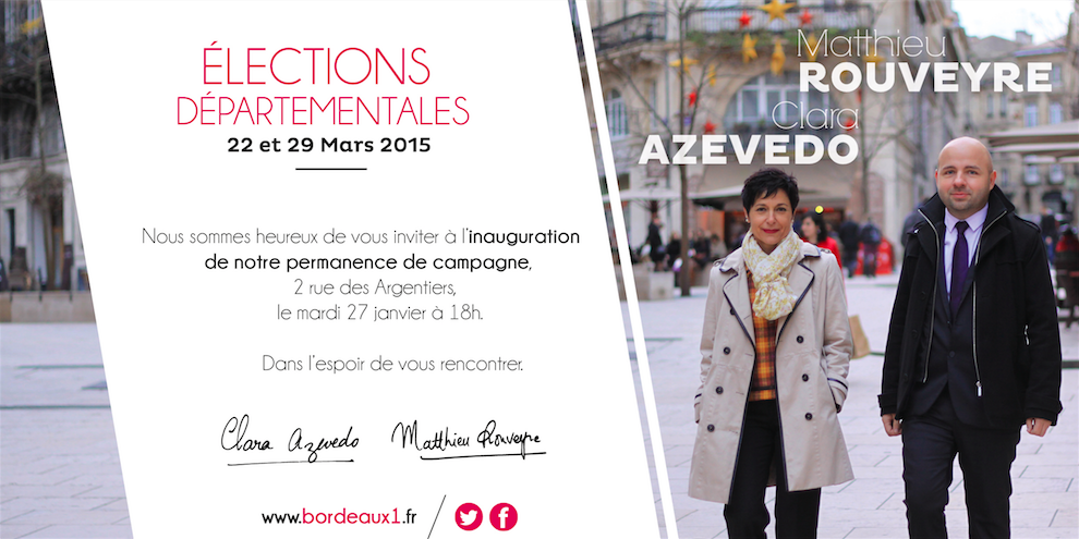 CantonBordeaux1's tweet photo. Mardi prochain, venez nombreux à l'inauguration de notre permanence de campagne, dès 18h ! #Départementales2015 http://t.co/4JIjWBGxbK