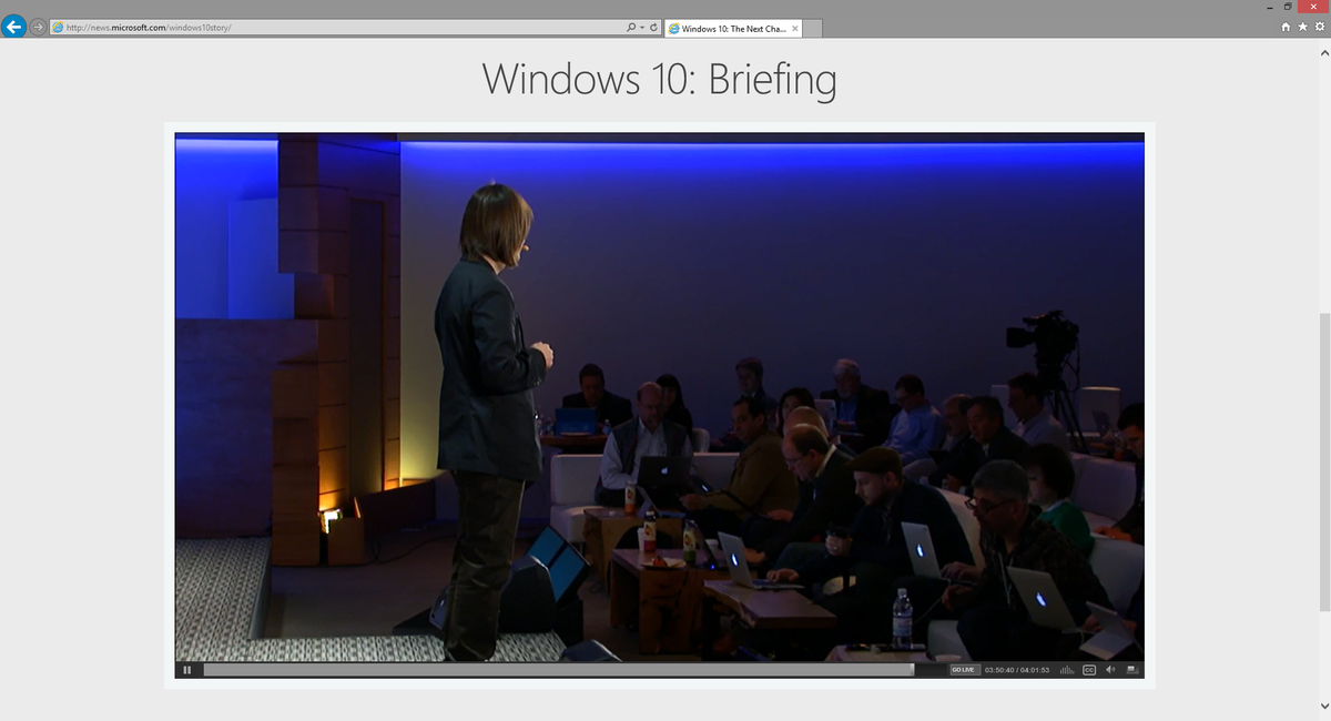 mmoroca's tweet photo. La sala de prensa de #Windows10 parece un anuncio de Apple ;-) http://t.co/RalBE8rPlR