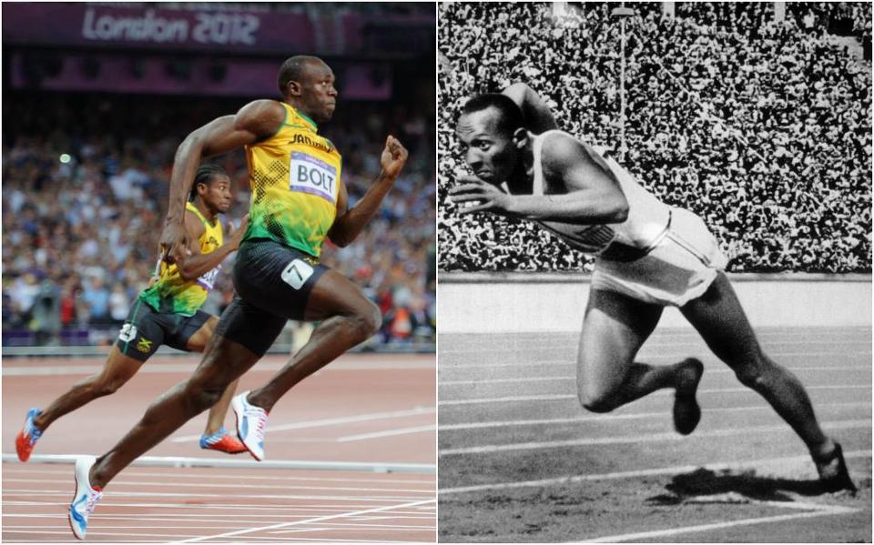 JOOMEX_J's tweet photo. Atletismo 100mts: Usain Bolt #Londres2012 - Jesse Owens #Berlin1936 http://t.co/6CidTWD7zG