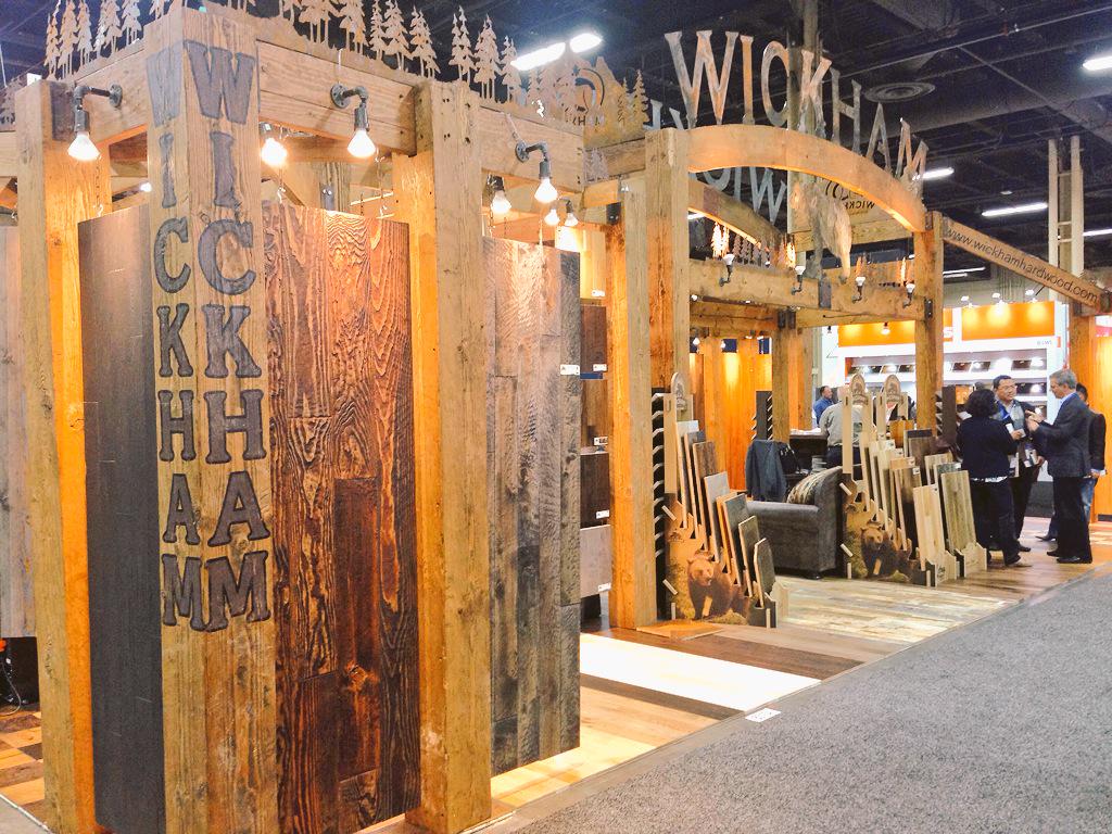 LumberchickLD's tweet photo. “@HFmag: Wickham's grizzly booth. Lots of textured samples. #surfaces2015 #NWFA http://t.co/AfXW3d2629”