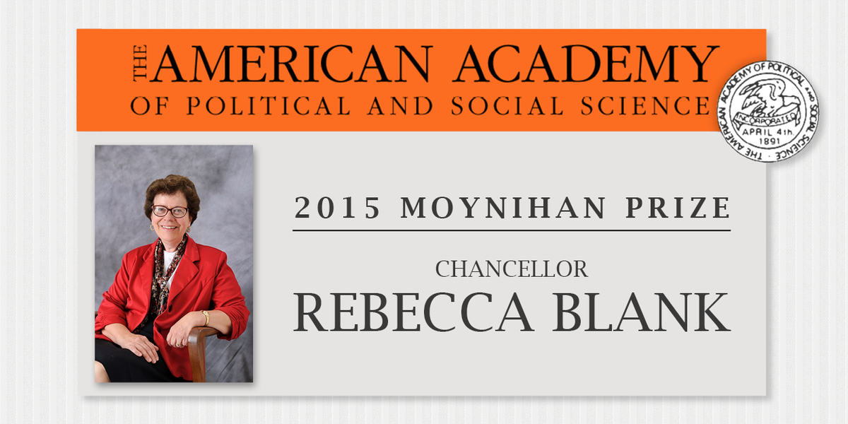 UWMadison's tweet photo. Outstanding— Congrats to Chancellor @BeckyBlank, 2015 recipient of the #AAPSS Moynihan Prize. http://t.co/3SKmQyWgTt http://t.co/cTfpGMVNsa
