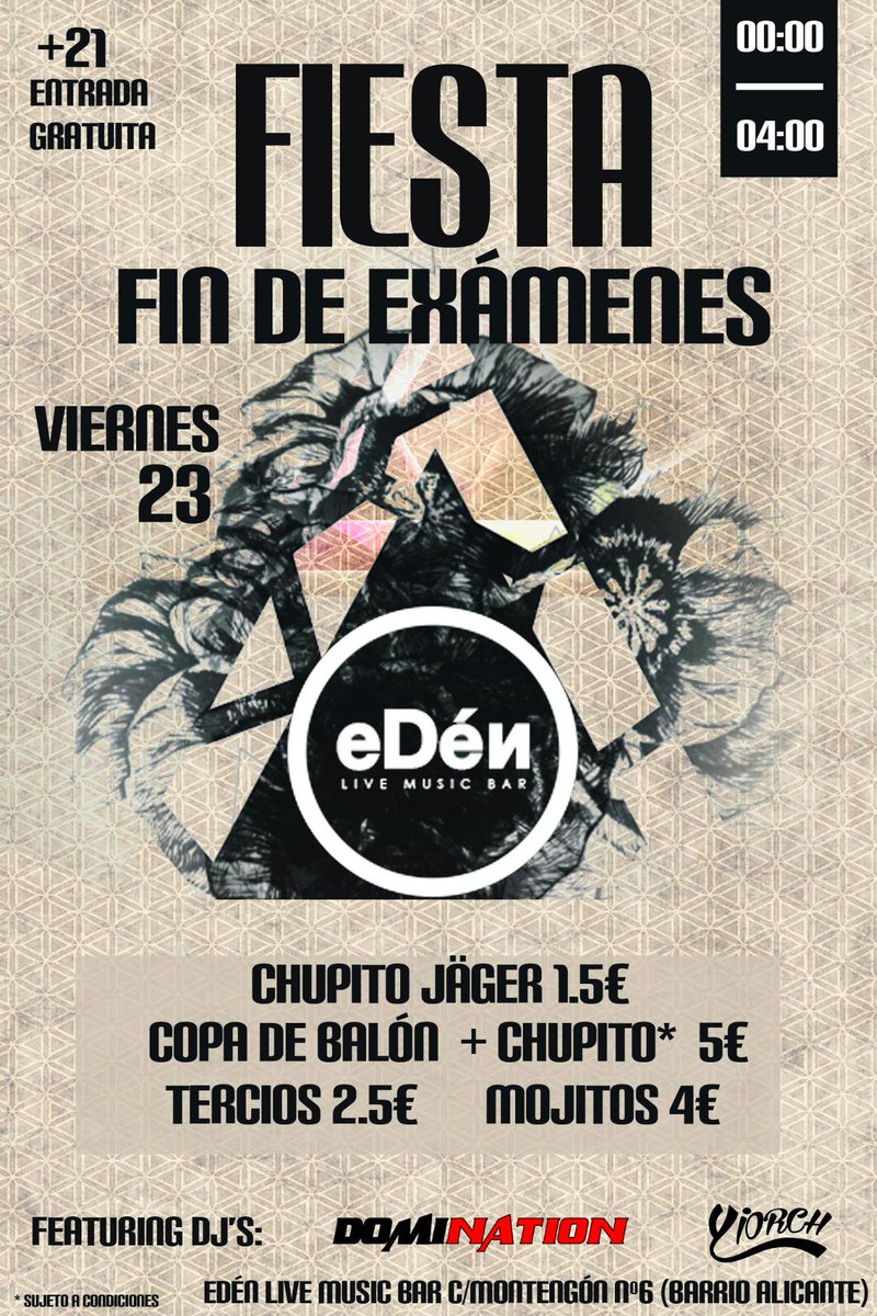 Este viernes tenéis una cita en Eden music live, nuevo pub en barrio Alicante.