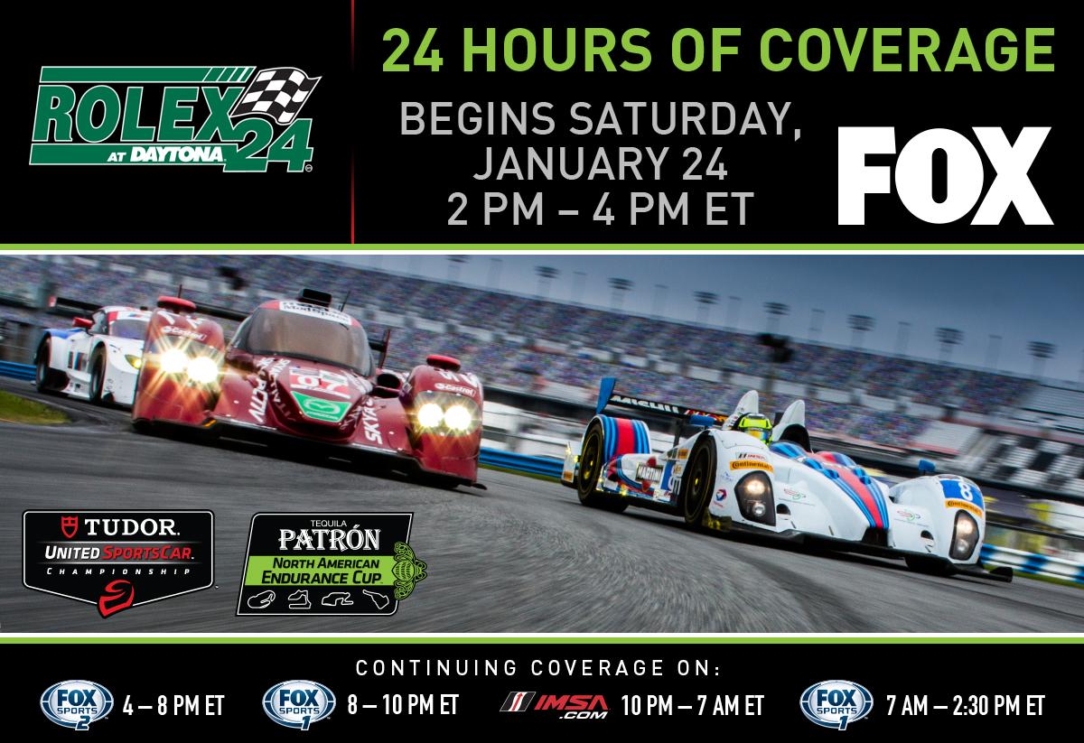 DAYTONA's tweet image. Not able to attend the #Rolex24? Don't miss a min of the action w/ the TV coverage schedule at bit.ly/1J9vRUy