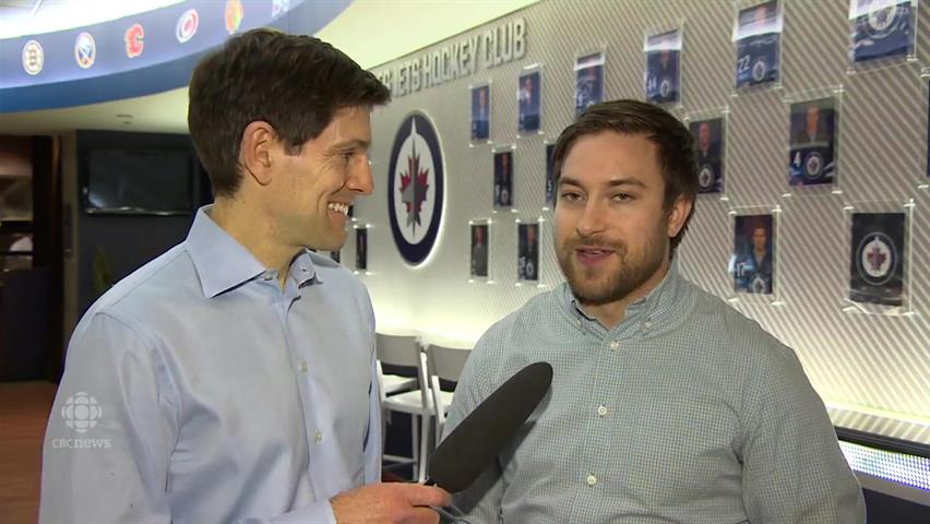 WATCH: <a href="/MitchPeacock1/">Mitch Peacock</a> &amp; <a href="/jeffkhamilton/">Jeff Hamilton</a> tee up tonight's #NHLJets game vs Blue Jackets cbc.ca/1.2926043 #cbcmb