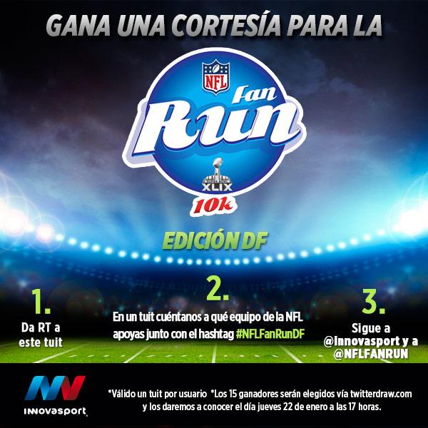 innovasport's tweet photo. ¡GÁNATE una de las 15 inscripciones para la gran carrera @NFLFANRUN en la Ciudad de México! http://t.co/2fXBQucUW2