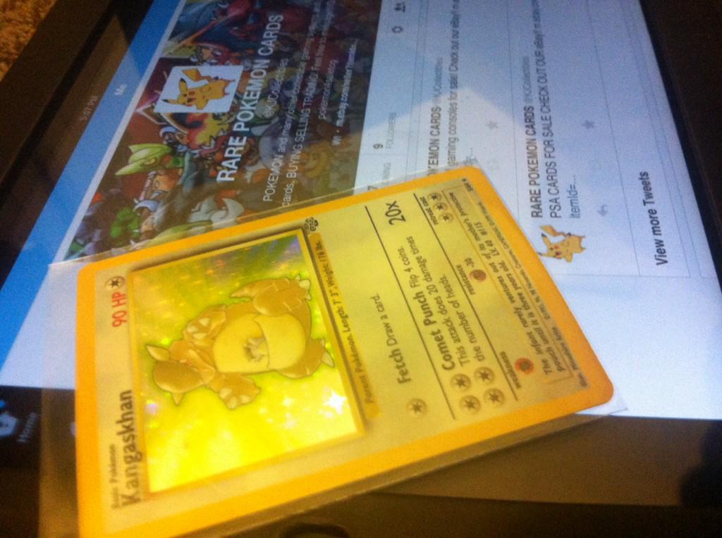 KJCollectibles's tweet photo. IF THIS GETS 100 RT A LUCKY WINNER WILL RECIEVE A HOLOGRAPHIC KANGASKHAN! http://t.co/euvkKsokX8