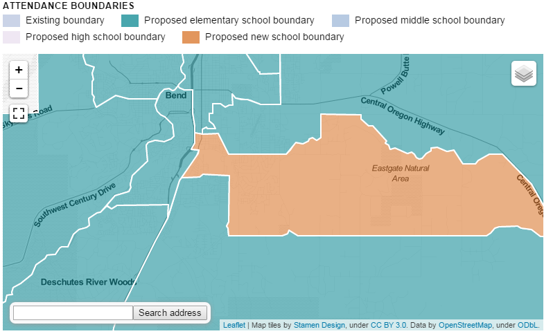 Interactive map: New <a href="/BLPSchools/">Bend-La Pine Schools</a> boundary options narrowed  | Story: j.mp/1CBWAoC <a href="/thebulletin/">The Bulletin</a>