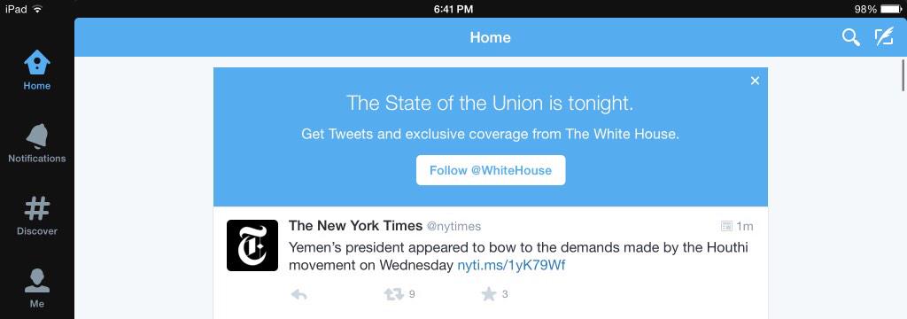 CindyMTomlinson's tweet image. Um, pretty sure the #SOTU was last night. #twitterupdatefail
