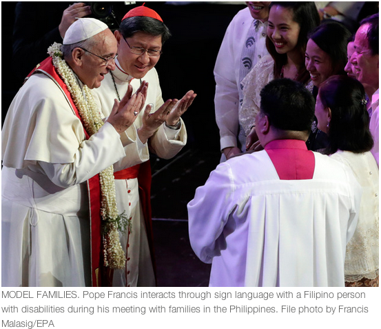 rapplerdotcom's tweet photo. Pope on big families: Not main cause of poverty http://t.co/ItCCWzYXrM
“Every child is a blessing.” #PopeFrancisPH http://t.co/y1ulKbqcj5