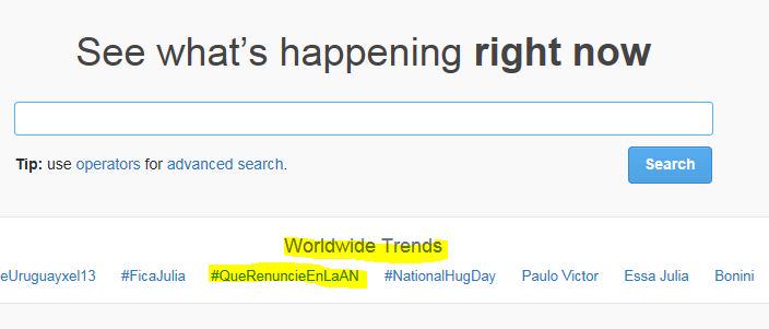 DolarToday's tweet photo. .. y mientras tanto, la etiqueta #QueRenuncieEnLaAN aparece en el ranking como TRENDING TOPIC MUNDIAL. Si, MUNDIAL http://t.co/7RIY9fL8PQ