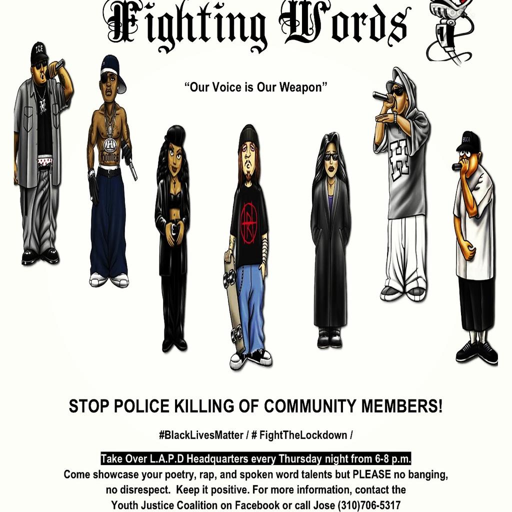 YouthJusticeLA's tweet image. #FightTheLockdown and #BlackLivesMatter Open Mic Tomorrow night! 6:00PM-8:00PM in front of LAPD HQ.